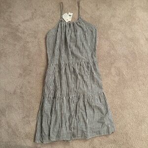 Raviya Black and White Striped Midi Dress